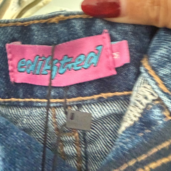 NWTS Edikted Spencer Low Rise Denim Micro Skirt Medium - Picture 6 of 6